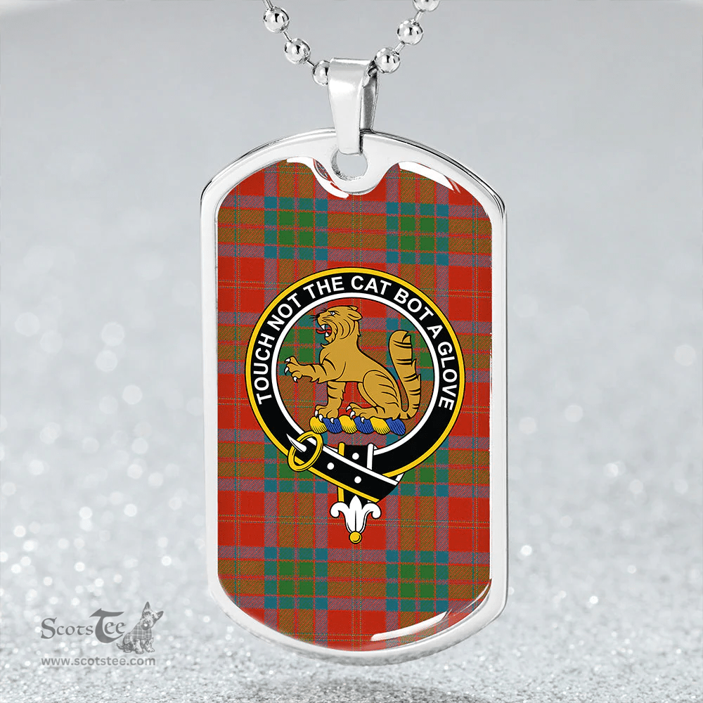ScottishPlaid MacPherson of Cluny Ancient Clan Tartan Dog Tag Necklace - Crest Classic Scottish Plaid Tartan Plaid
