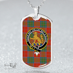 ScottishPlaid MacPherson of Cluny Ancient Clan Tartan Dog Tag Necklace - Crest Classic Scottish Plaid Tartan Plaid