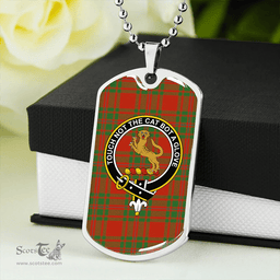 ScottishPlaid MacKintosh Red Ancient Clan Tartan Dog Tag Necklace - Crest Classic Scottish Plaid Tartan Plaid