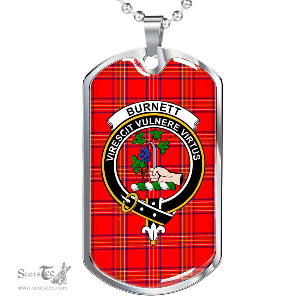 Scottish Burnett Clan Tartan Dog Tag Necklace - Crest Classic Scottish Plaid Tartan Plaid
