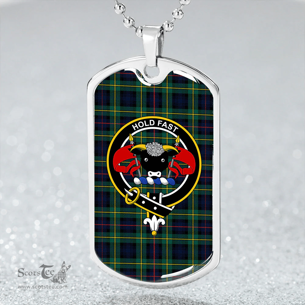 ScottishPlaid MacLeod of Skye Modern Clan Tartan Dog Tag Necklace - Crest Classic Scottish Plaid Tartan Plaid