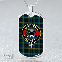 ScottishPlaid MacLeod of Skye Modern Clan Tartan Dog Tag Necklace - Crest Classic Scottish Plaid Tartan Plaid