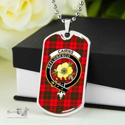 Scottish Cairns Clan Tartan Dog Tag Necklace - Crest Classic Scottish Plaid Tartan Plaid