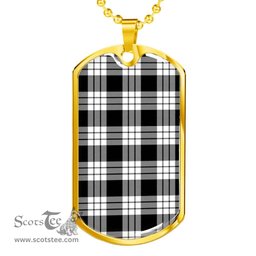 Scottish MacFarlane Black & White Clan Tartan Dog Tag Necklace - Classic Scottish Plaid Tartan Plaid