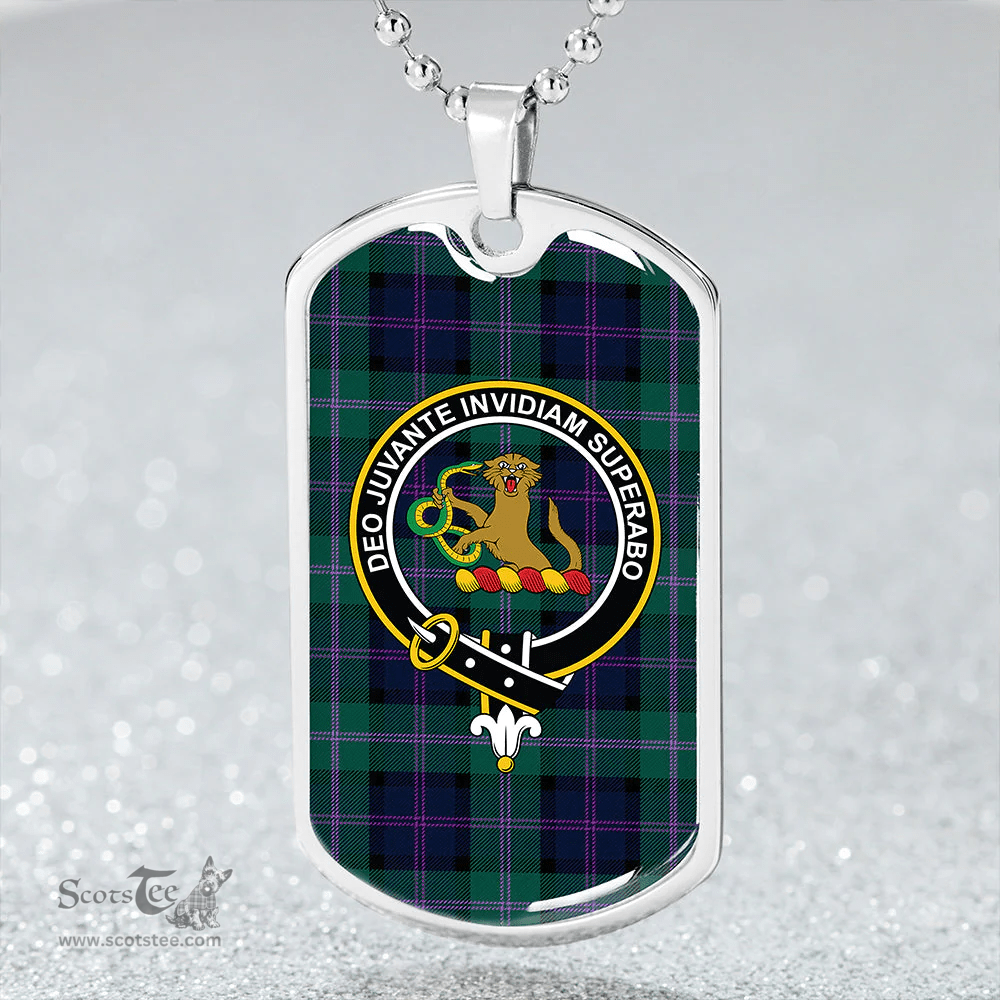 ScottishPlaid MacThomas (Thompson/Thomson) Modern Clan Tartan Dog Tag Necklace - Crest Classic Scottish Plaid Tartan Plaid