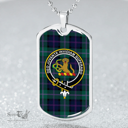 ScottishPlaid MacThomas (Thompson/Thomson) Modern Clan Tartan Dog Tag Necklace - Crest Classic Scottish Plaid Tartan Plaid