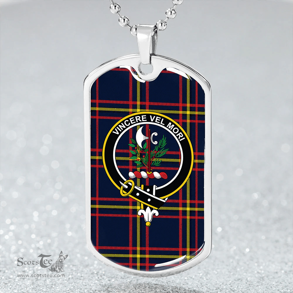 ScottishPlaid MacLaine of LochBuie Hunting (MacLaine) Modern Clan Tartan Dog Tag Necklace - Crest Classic Scottish Plaid Tartan Plaid
