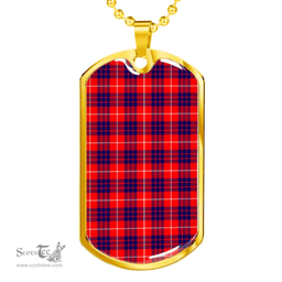 Scottish Hamilton Modern Clan Tartan Dog Tag Necklace - Classic Scottish Plaid Tartan Plaid