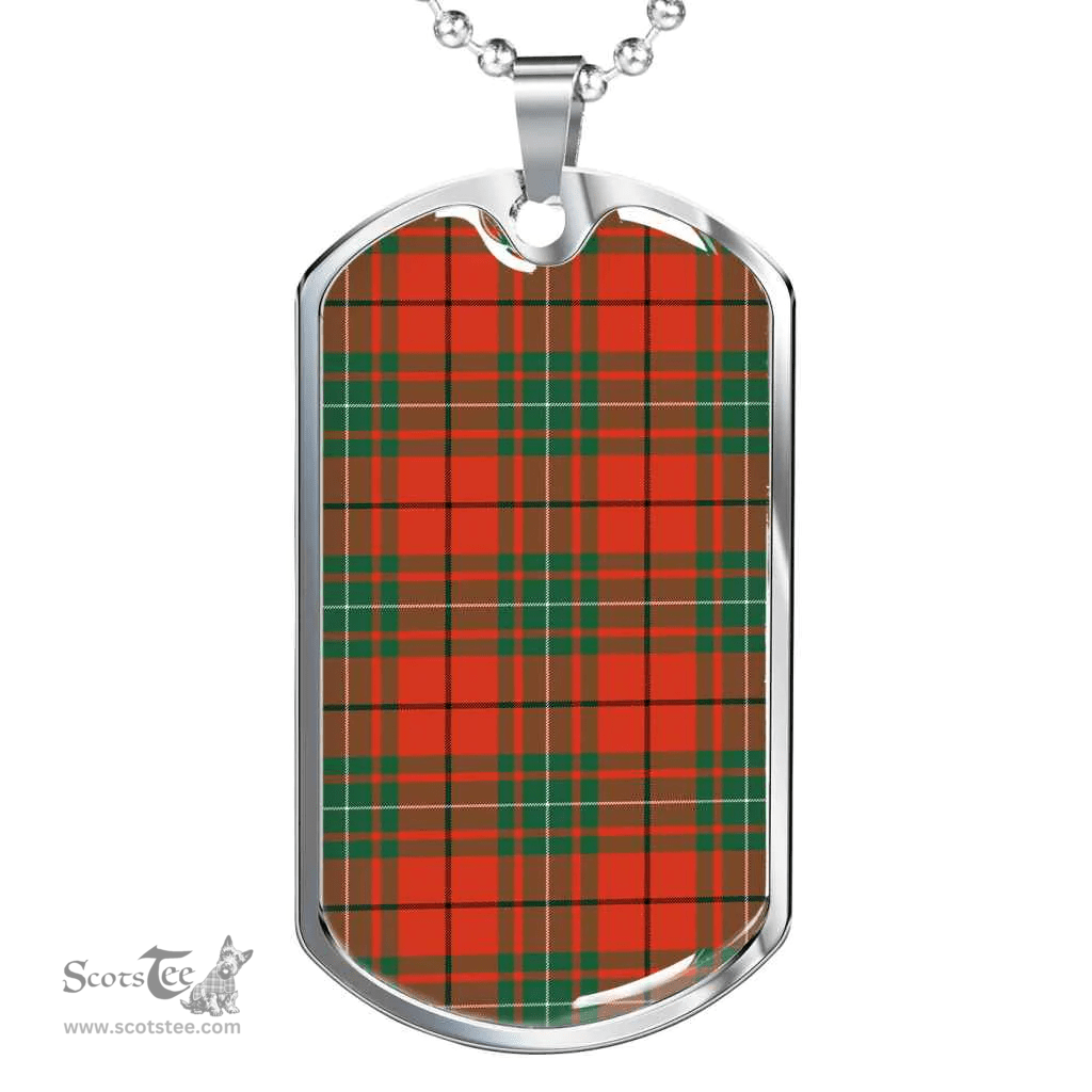 Scottish MacAulay Ancient Clan Tartan Dog Tag Necklace - Classic Scottish Plaid Tartan Plaid