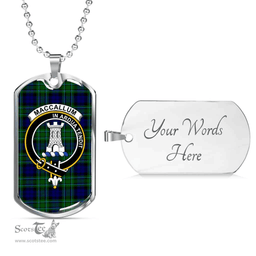 Scottish MacCallum Clan Tartan Dog Tag Necklace - Crest Classic Scottish Plaid Tartan Plaid