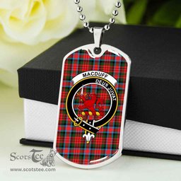 Scottish MacDuff Clan Tartan Dog Tag Necklace - Crest Classic Scottish Plaid Tartan Plaid