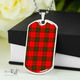 Scottish Maxwell Modern Clan Tartan Dog Tag Necklace - Classic Scottish Plaid Tartan Plaid