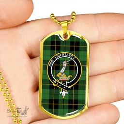 ScottishPlaid Wallace Hunting (Wallas Hunting) Ancient Clan Tartan Dog Tag Necklace - Crest Classic Scottish Plaid Tartan Plaid