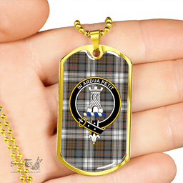 ScottishPlaid Malcolm Dress Weathered Clan Tartan Dog Tag Necklace - Crest Classic Scottish Plaid Tartan Plaid