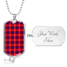 Scottish Hamilton Modern Clan Tartan Dog Tag Necklace - Classic Scottish Plaid Tartan Plaid
