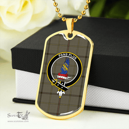 ScottishPlaid Marr Weathered Clan Tartan Dog Tag Necklace - Crest Classic Scottish Plaid Tartan Plaid
