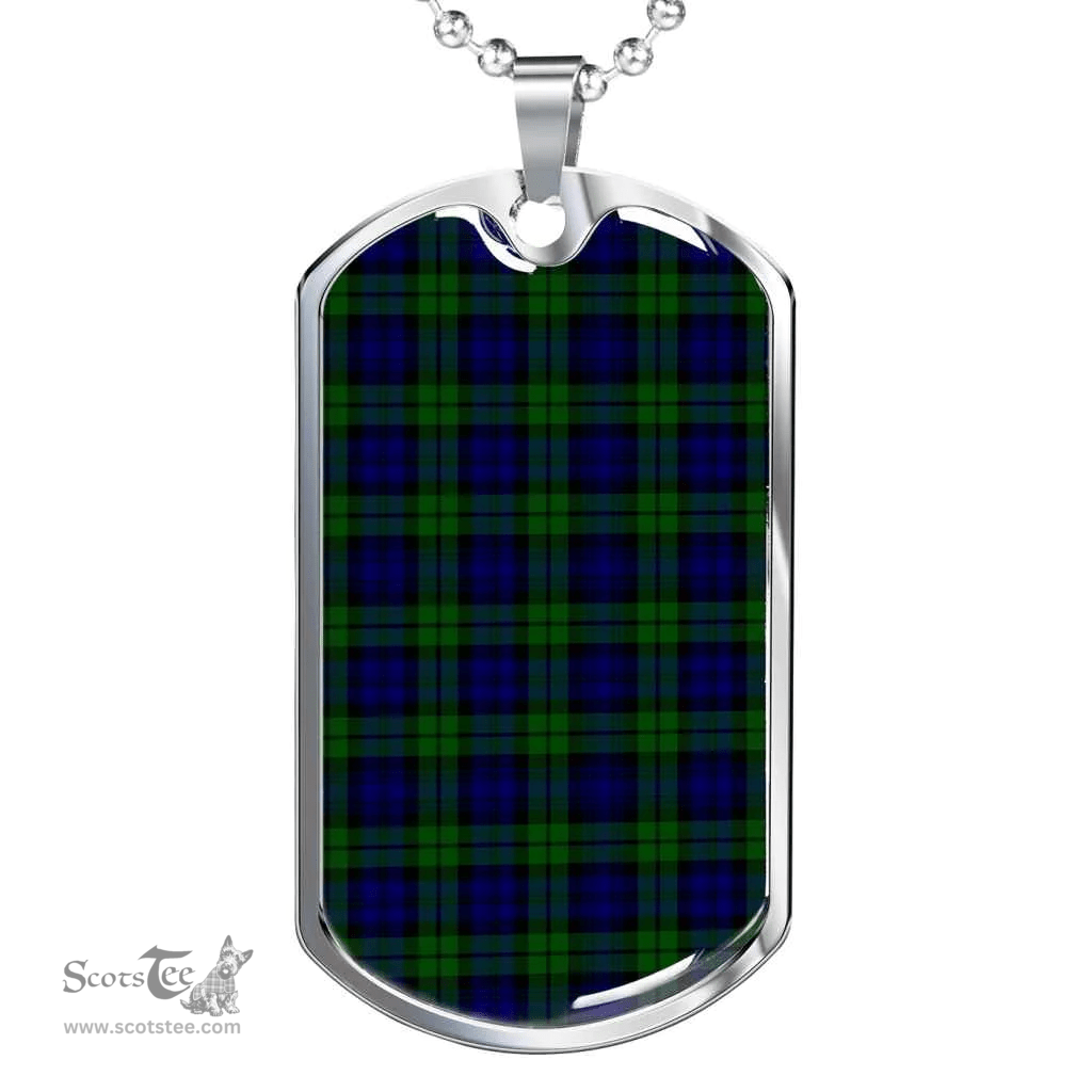 Scottish Campbell Modern Clan Tartan Dog Tag Necklace - Classic Scottish Plaid Tartan Plaid