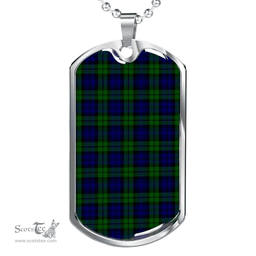 Scottish Campbell Modern Clan Tartan Dog Tag Necklace - Classic Scottish Plaid Tartan Plaid