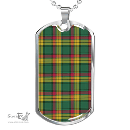 Scottish MacMillan Old Ancient Clan Tartan Dog Tag Necklace - Classic Scottish Plaid Tartan Plaid