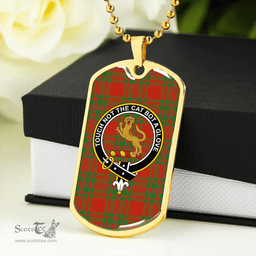 ScottishPlaid MacKintosh Red Ancient Clan Tartan Dog Tag Necklace - Crest Classic Scottish Plaid Tartan Plaid