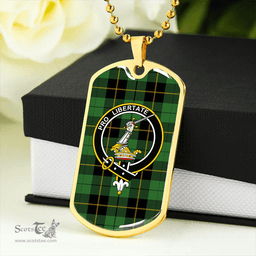 ScottishPlaid Wallace Hunting (Wallas Hunting) Ancient Clan Tartan Dog Tag Necklace - Crest Classic Scottish Plaid Tartan Plaid