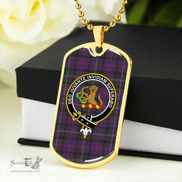 ScottishPlaid MacThomas (Thompson/Thomson) Weathered Clan Tartan Dog Tag Necklace - Crest Classic Scottish Plaid Tartan Plaid