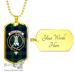 Scottish MacCallum Clan Tartan Dog Tag Necklace - Crest Classic Scottish Plaid Tartan Plaid
