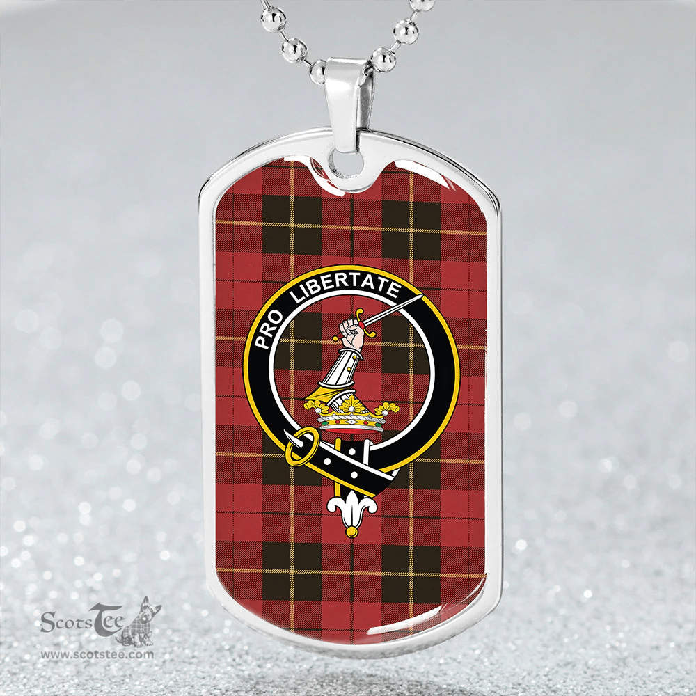 ScottishPlaid Wallace (Wallas) Weathered Clan Tartan Dog Tag Necklace - Crest Classic Scottish Plaid Tartan Plaid