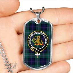 ScottishPlaid MacThomas (Thompson/Thomson) Modern Clan Tartan Dog Tag Necklace - Crest Classic Scottish Plaid Tartan Plaid