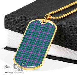Scottish Pitcairn Hunting Clan Tartan Dog Tag Necklace - Classic Scottish Plaid Tartan Plaid