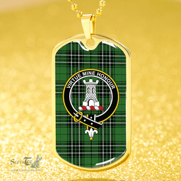 ScottishPlaid MacLean of Duart Hunting (Vestiarium Scoticum) Ancient Clan Tartan Dog Tag Necklace - Crest Classic Scottish Plaid Tartan Plaid