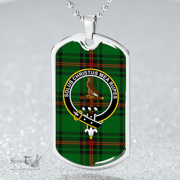 ScottishPlaid Orrock Clan Tartan Dog Tag Necklace - Crest Classic Scottish Plaid Tartan Plaid