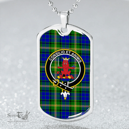 ScottishPlaid Maitland Clan Tartan Dog Tag Necklace - Crest Classic Scottish Plaid Tartan Plaid