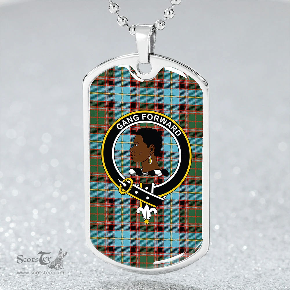 ScottishPlaid Stirling and Bannockburn Ancient Clan Tartan Dog Tag Necklace - Crest Classic Scottish Plaid Tartan Plaid
