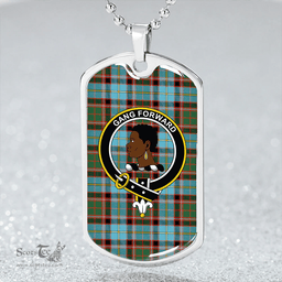 ScottishPlaid Stirling and Bannockburn Ancient Clan Tartan Dog Tag Necklace - Crest Classic Scottish Plaid Tartan Plaid