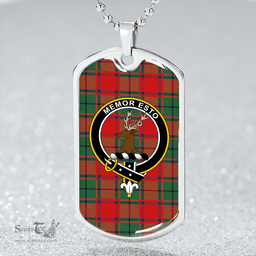 ScottishPlaid MacPhail Blue bands Modern Clan Tartan Dog Tag Necklace - Crest Classic Scottish Plaid Tartan Plaid