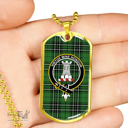 ScottishPlaid MacLean of Duart Hunting (Vestiarium Scoticum) Ancient Clan Tartan Dog Tag Necklace - Crest Classic Scottish Plaid Tartan Plaid