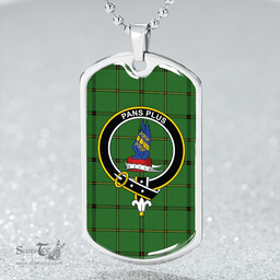 ScottishPlaid Marr Ancient Clan Tartan Dog Tag Necklace - Crest Classic Scottish Plaid Tartan Plaid