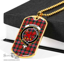 Scottish MacDuff Clan Tartan Dog Tag Necklace - Crest Classic Scottish Plaid Tartan Plaid