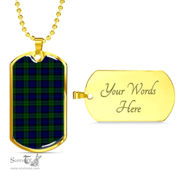 Scottish Campbell Modern Clan Tartan Dog Tag Necklace - Classic Scottish Plaid Tartan Plaid