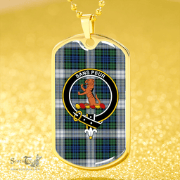 ScottishPlaid Sutherland Dress Modern Clan Tartan Dog Tag Necklace - Crest Classic Scottish Plaid Tartan Plaid