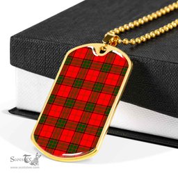 Scottish Maxwell Modern Clan Tartan Dog Tag Necklace - Classic Scottish Plaid Tartan Plaid