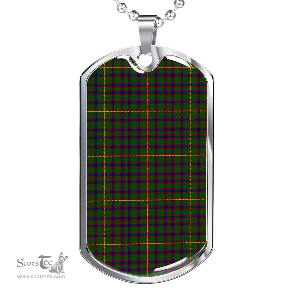 Scottish Hall Clan Tartan Dog Tag Necklace - Classic Scottish Plaid Tartan Plaid