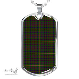 Scottish Hall Clan Tartan Dog Tag Necklace - Classic Scottish Plaid Tartan Plaid