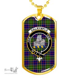 Scottish Dalrymple Clan Tartan Dog Tag Necklace - Crest Classic Scottish Plaid Tartan Plaid