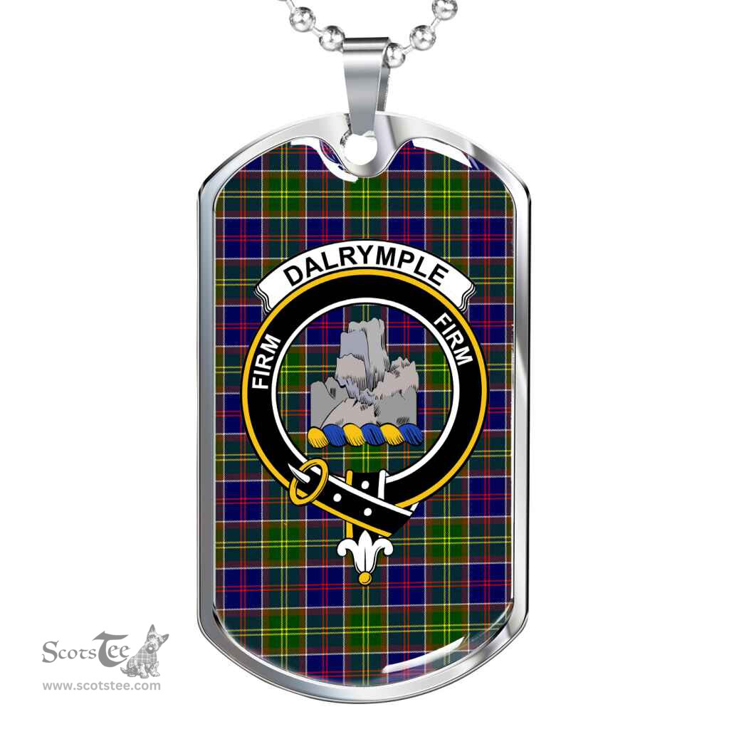 Scottish Dalrymple Clan Tartan Dog Tag Necklace - Crest Classic Scottish Plaid Tartan Plaid