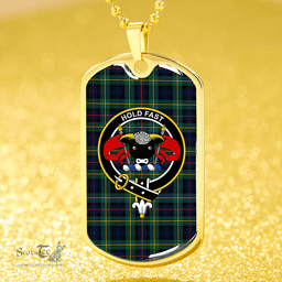 ScottishPlaid MacLeod of Skye Modern Clan Tartan Dog Tag Necklace - Crest Classic Scottish Plaid Tartan Plaid
