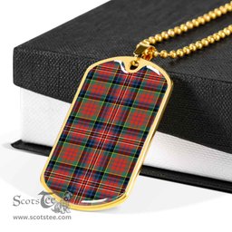 Scottish MacPherson Ancient Clan Tartan Dog Tag Necklace - Classic Scottish Plaid Tartan Plaid