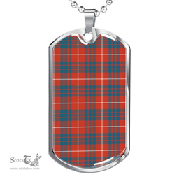 Scottish Hamilton Ancient Clan Tartan Dog Tag Necklace - Classic Scottish Plaid Tartan Plaid