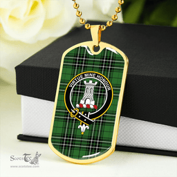 ScottishPlaid MacLean of Duart Hunting (Vestiarium Scoticum) Ancient Clan Tartan Dog Tag Necklace - Crest Classic Scottish Plaid Tartan Plaid